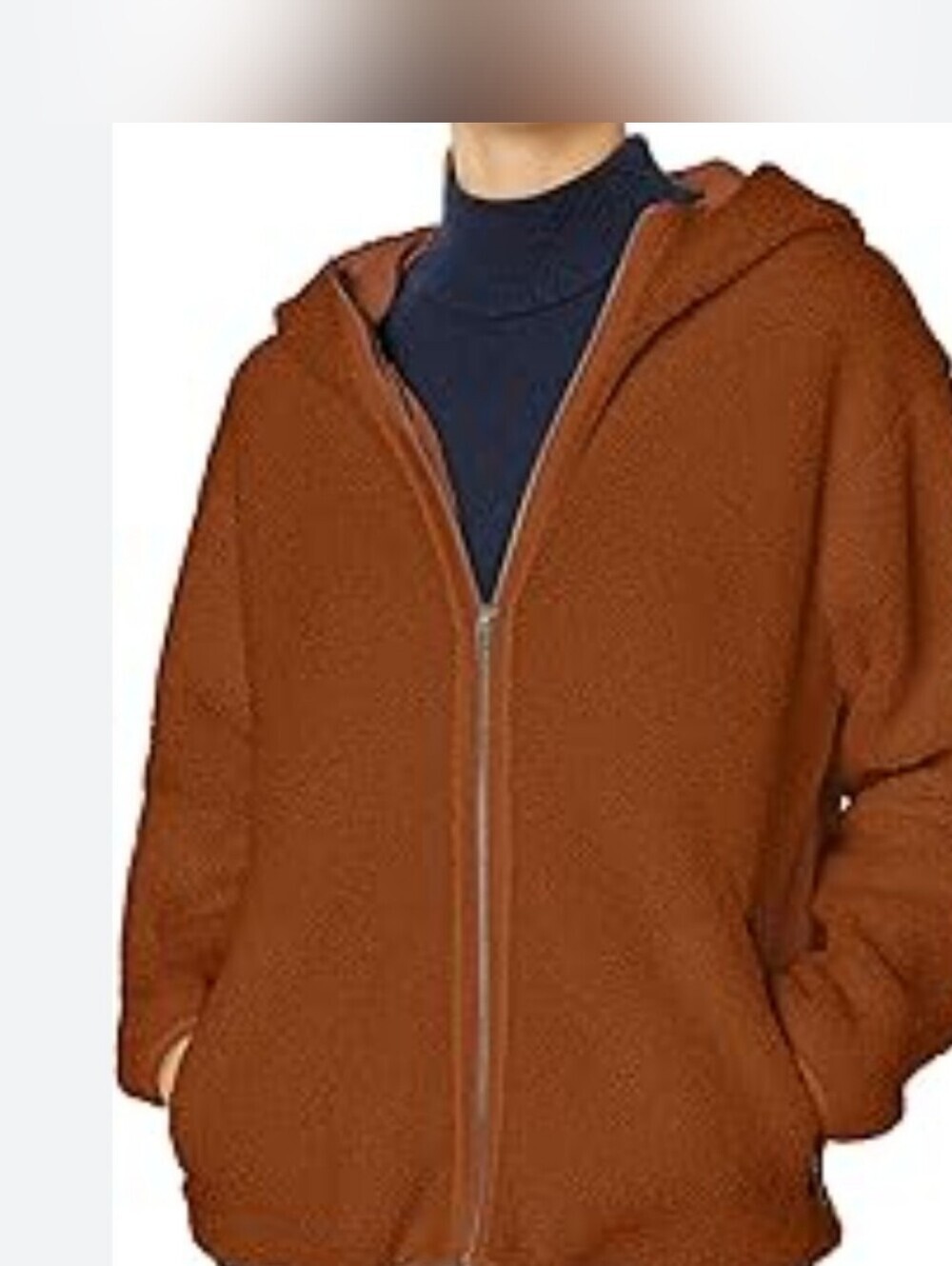 Daily Ritual  Teddy Bear Plush Cozy Fleece Zip Up Hooded Jacket.